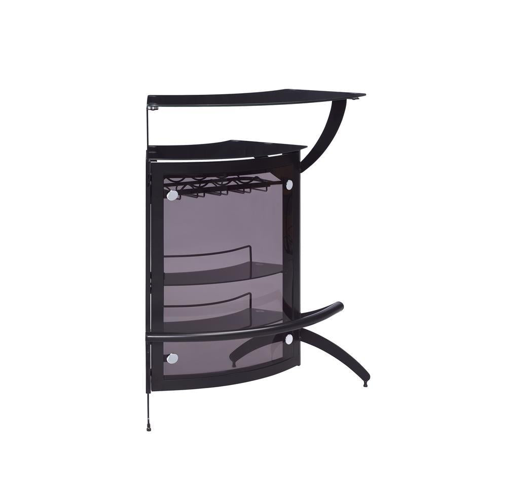 Dallas 2-shelf Home Bar Smoked and Black Glass - Half Price Furniture