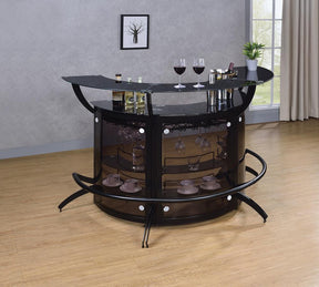 Dallas 2-shelf Home Bar Smoked and Black Glass - Half Price Furniture