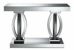 Amalia Rectangular Sofa Table with Shelf Clear Mirror - Half Price Furniture