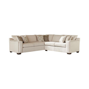 Aria L-shaped Sectional with Nailhead Oatmeal - Sectional - Half Price Furniture