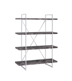 Grimma 4-shelf Bookcase Rustic Grey Herringbone - Half Price Furniture