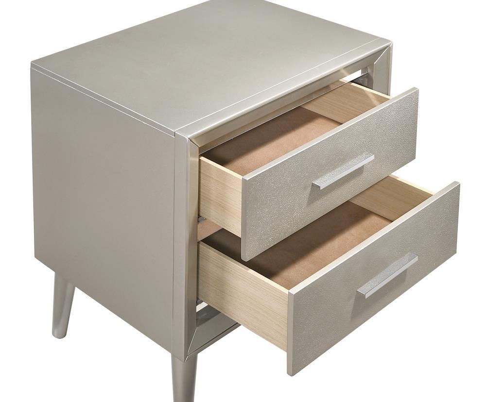 Ramon 2-drawer Nightstand Metallic Sterling - Nightstand - Half Price Furniture