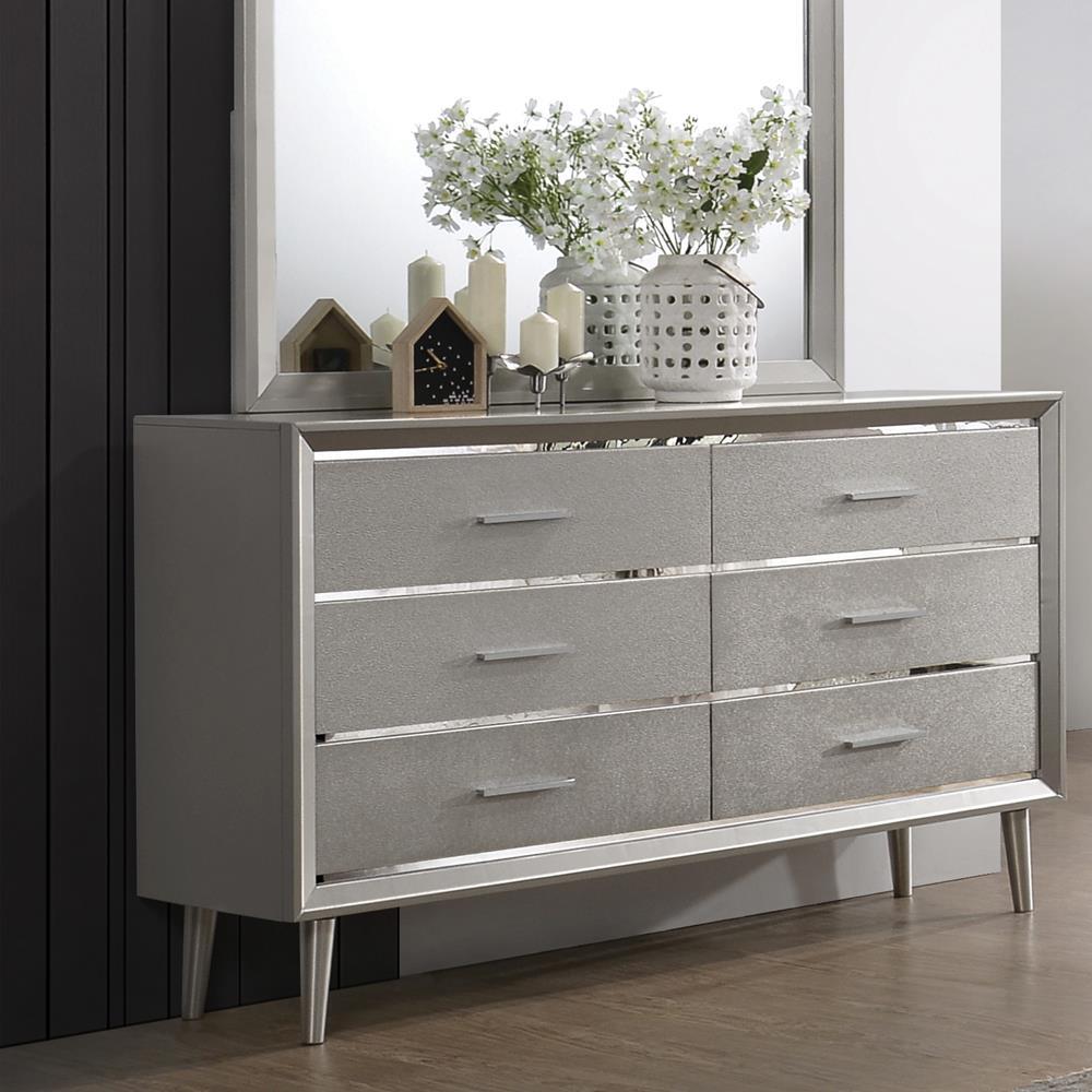 Ramon 6-drawer Dresser Metallic Sterling - Dresser - Half Price Furniture