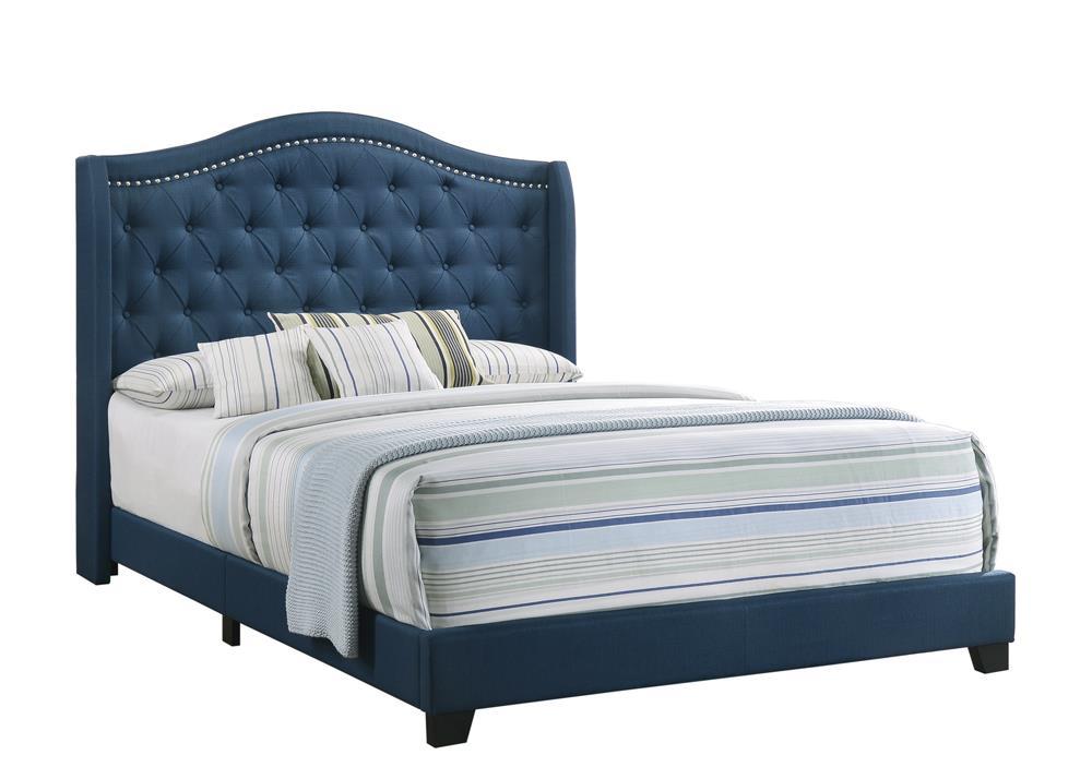 Sonoma Camel Back Queen Bed Blue - Bed - Half Price Furniture