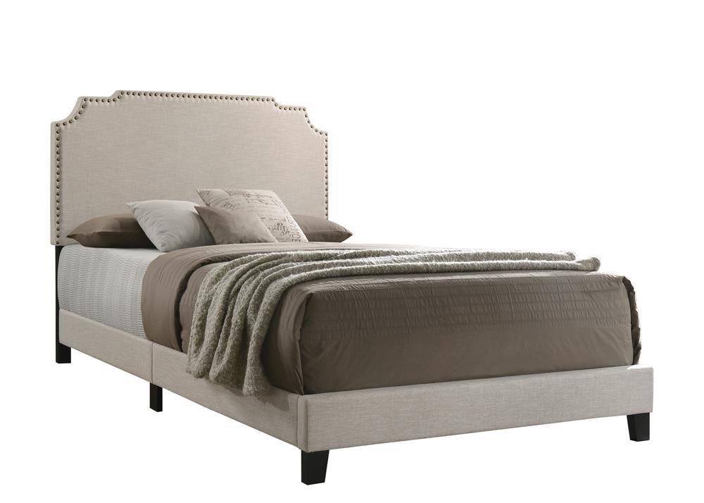 Tamarac Upholstered Nailhead Queen Bed Beige - Bed - Half Price Furniture