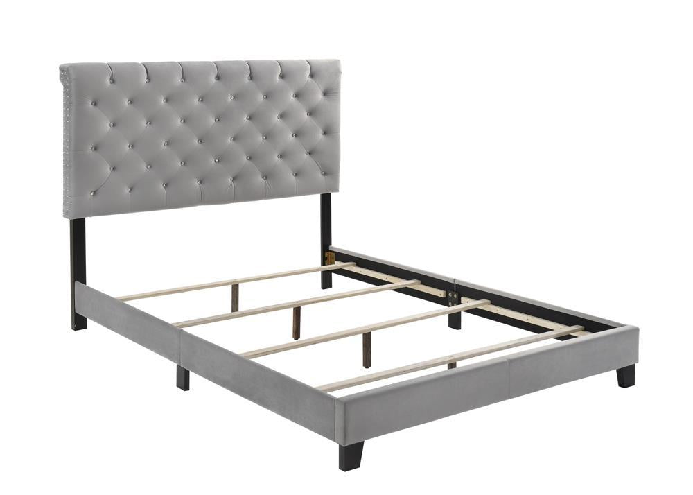 Warner Queen Upholstered Bed Grey - Half Price Furniture