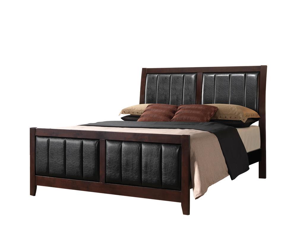 Carlton Full Upholstered Panel Bed Cappuccino and Black - Half Price Furniture