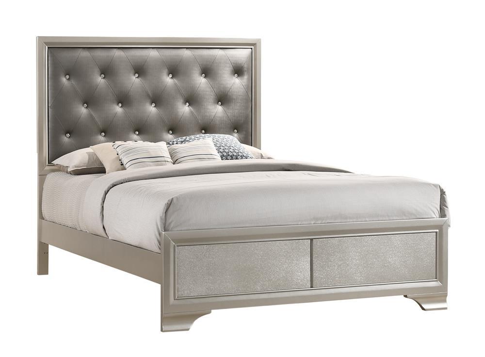 Salford Eastern King Panel Bed Metallic Sterling and Charcoal Grey - Half Price Furniture