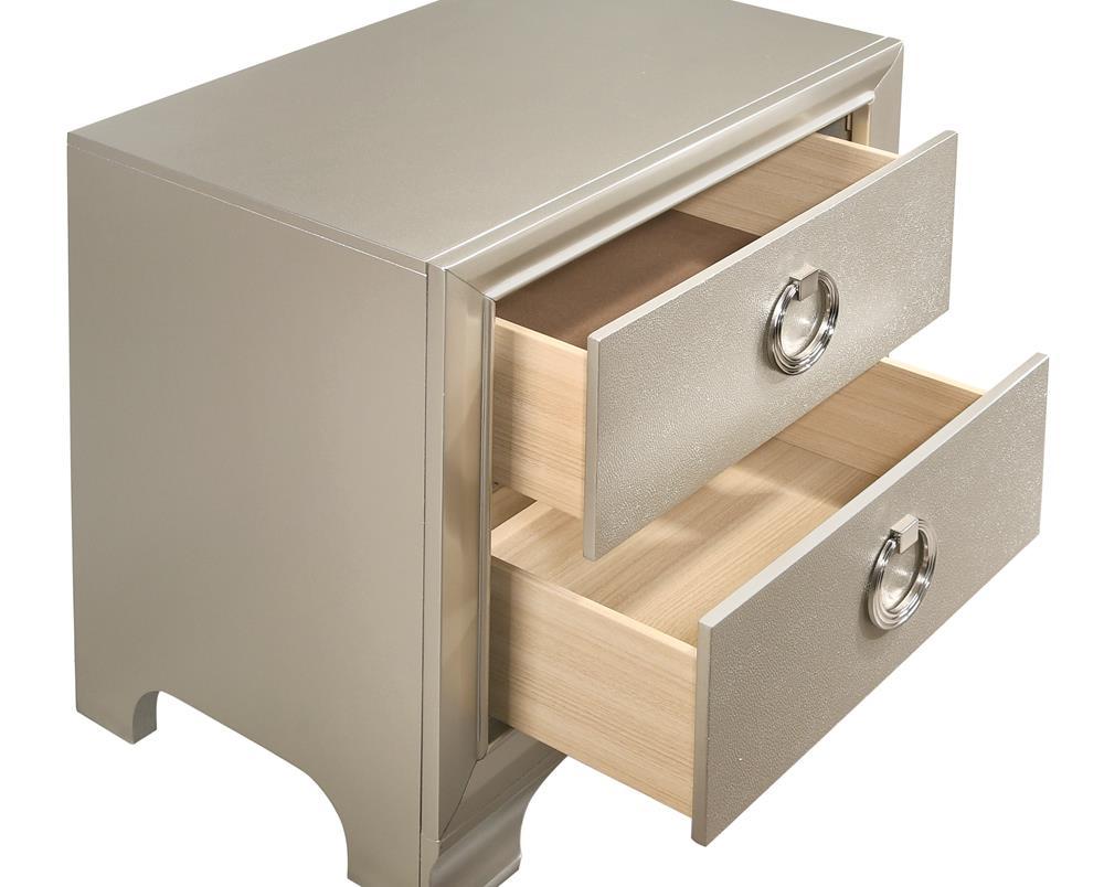 Salford 2-drawer Nightstand Metallic Sterling - Half Price Furniture