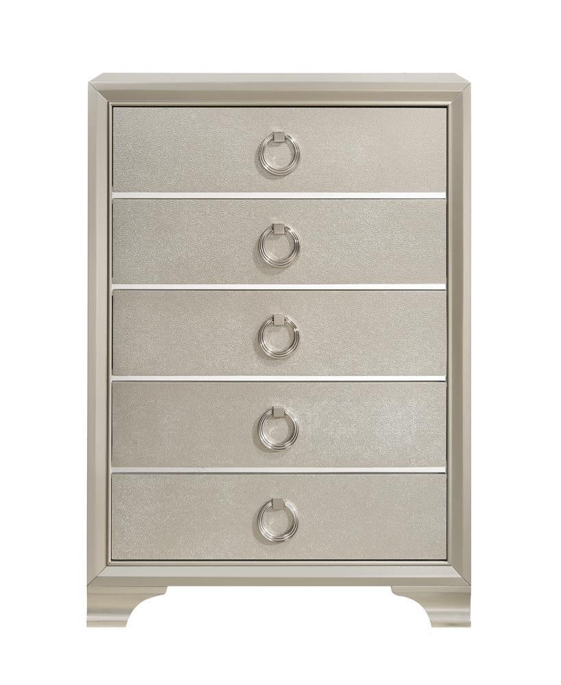 Salford 5-drawer Chest Metallic Sterling - Half Price Furniture