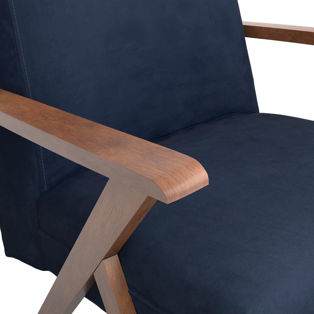 Cheryl Wooden Arms Accent Chair Dark Blue and Walnut - Half Price Furniture