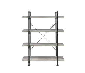 Delray 4-tier Open Shelving Bookcase Grey Driftwood and Black - Half Price Furniture