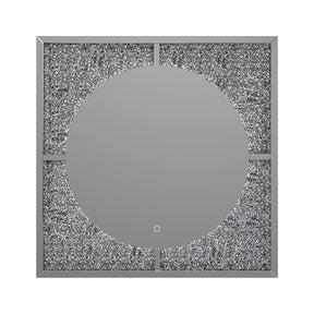 Theresa LED Wall Mirror Silver and Black - Half Price Furniture