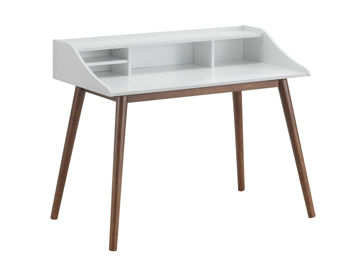 Percy 4-Compartment Writing Desk White and Walnut - Half Price Furniture