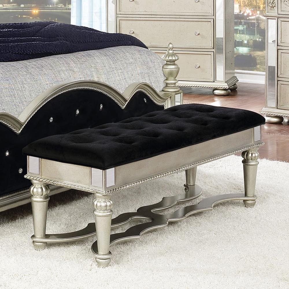 Heidi Upholstered Bench Metallic Platinum - Half Price Furniture