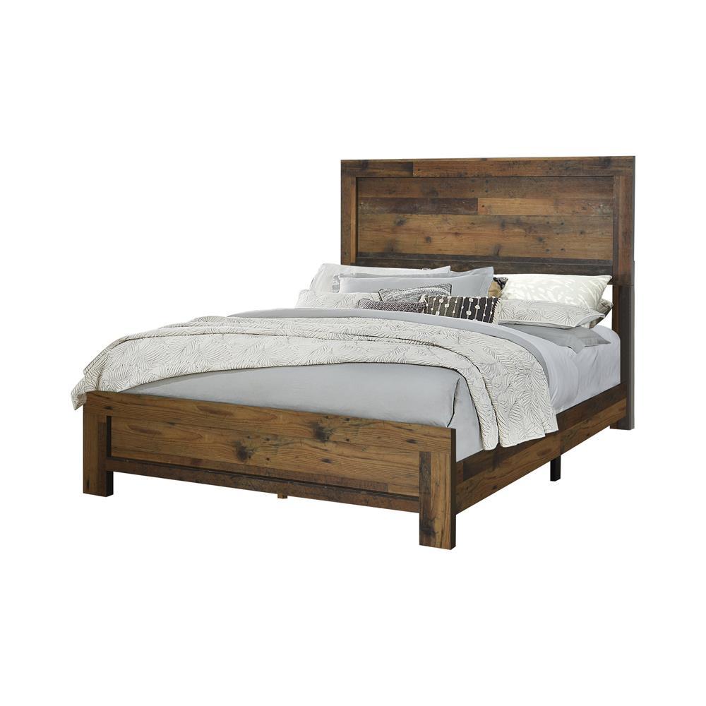 Sidney Eastern King Panel Bed Rustic Pine - Half Price Furniture