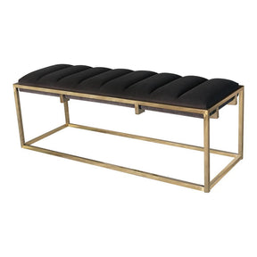 Lorena Tufted Cushion Bench Dark Grey and Gold Half Price Furniture