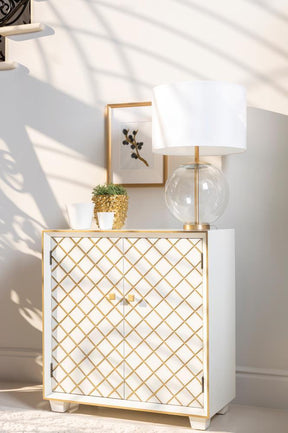 Belinda 2-door Accent Cabinet White and Gold - Half Price Furniture