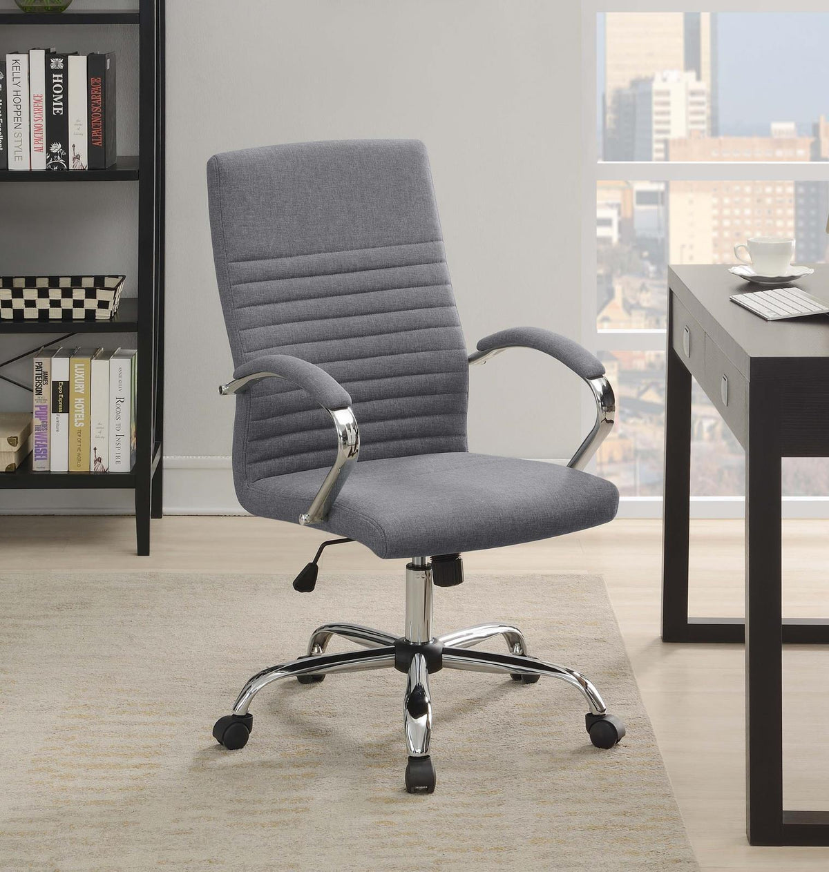 Abisko Upholstered Office Chair with Casters Grey and Chrome - Half Price Furniture