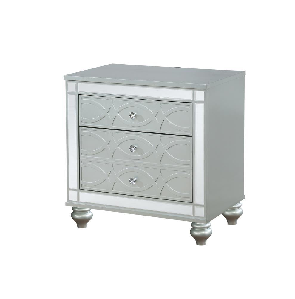 Gunnison 2-drawer Nightstand Silver Metallic - Half Price Furniture