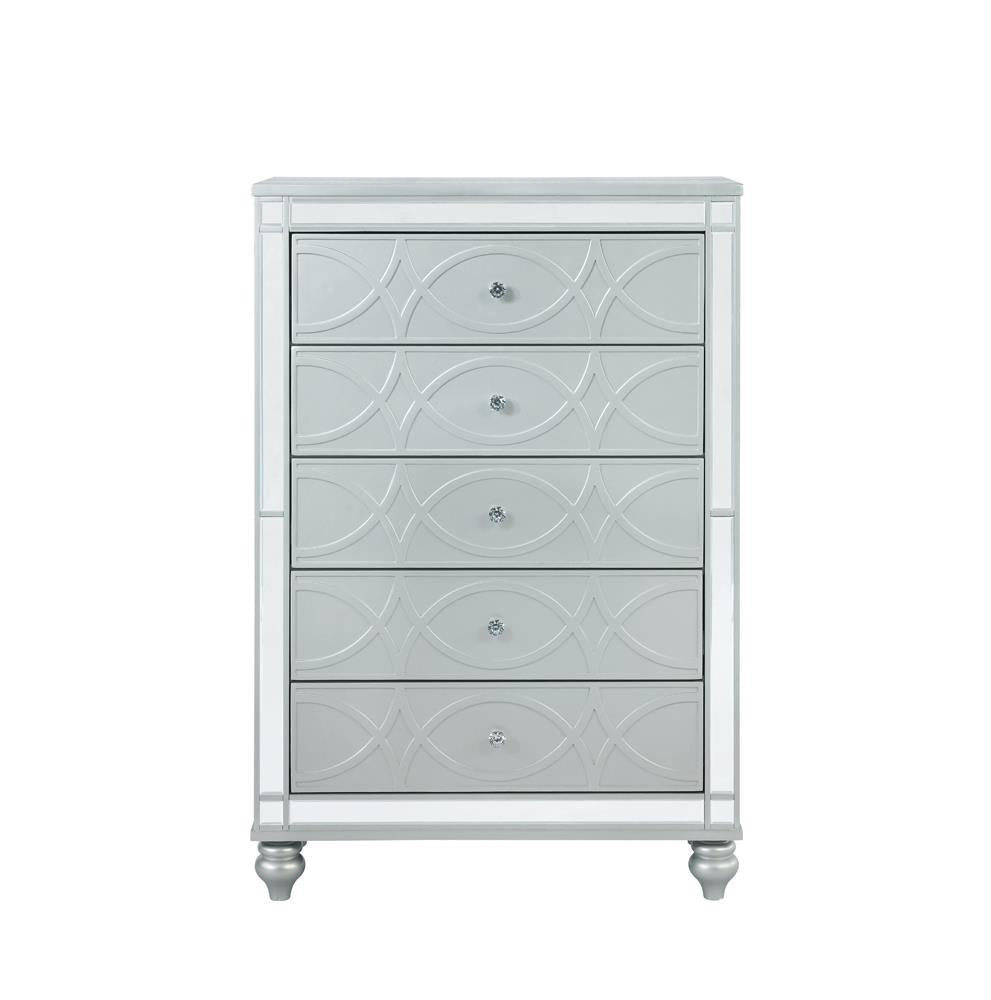 Gunnison 5-drawer Chest Silver Metallic - Chest - Half Price Furniture