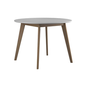 Breckenridge Round Dining Table Matte White and Natural Oak - Half Price Furniture