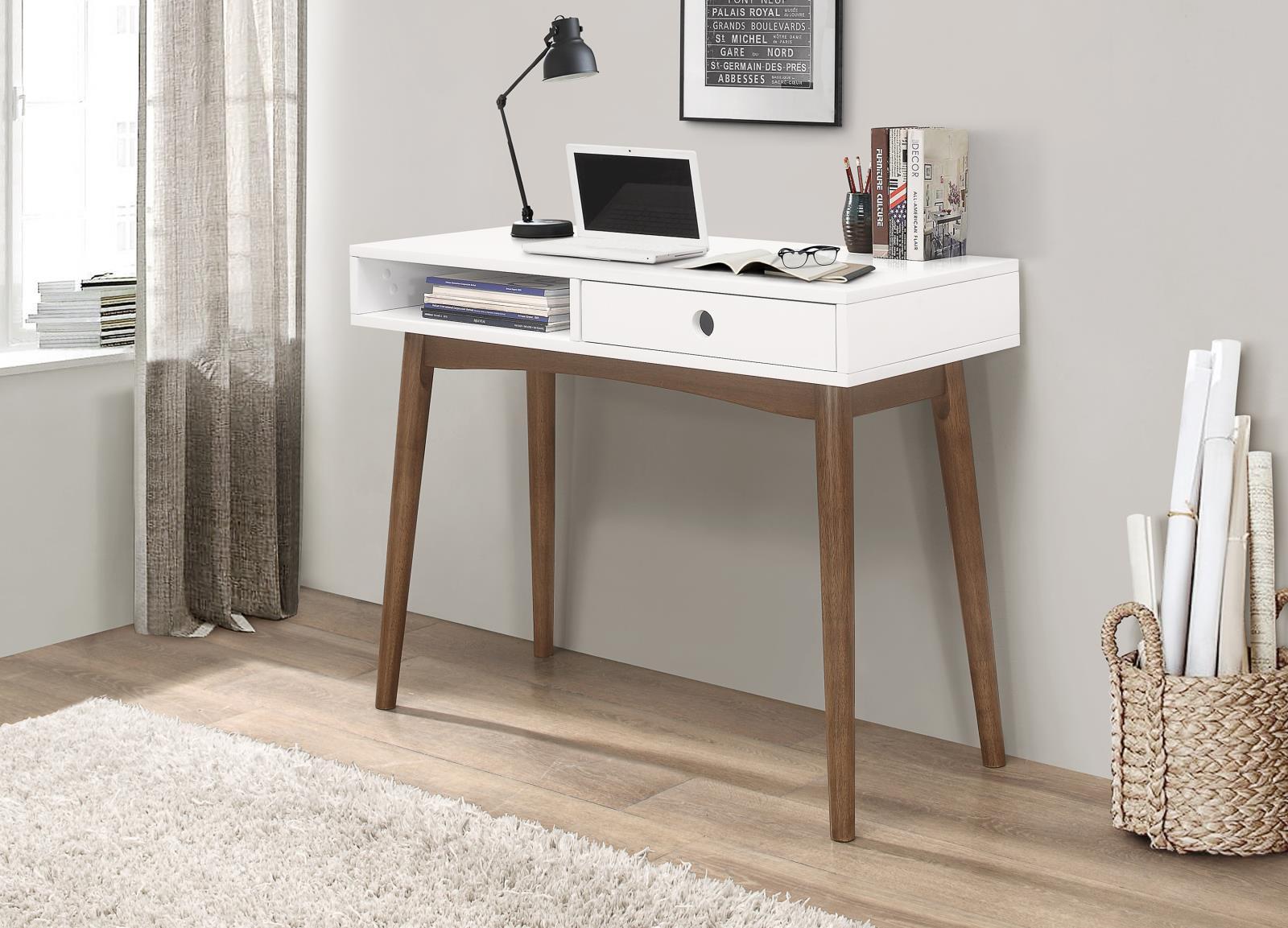 Bradenton 1-drawer Writing Desk White and Walnut - Half Price Furniture