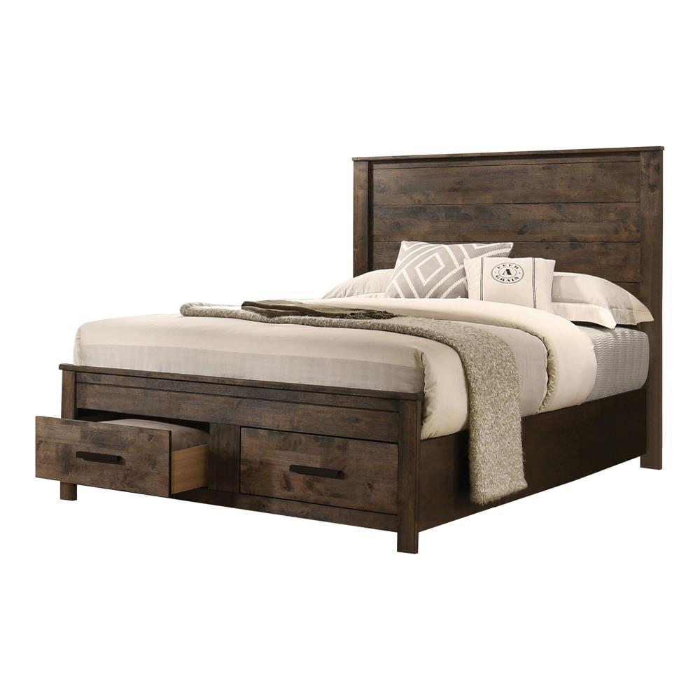 Woodmont Eastern King Storage Bed Rustic Golden Brown - Half Price Furniture