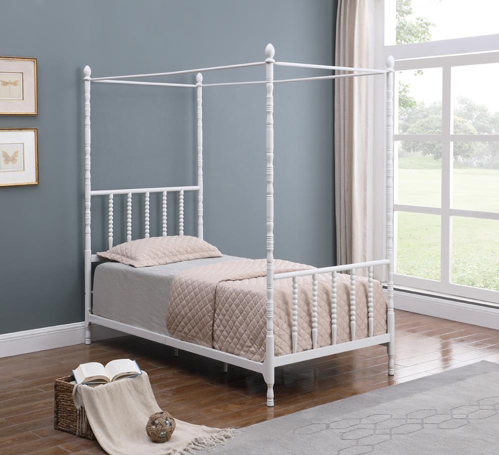 Betony Twin Canopy Bed White - Half Price Furniture