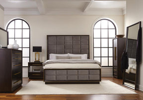 Durango Eastern King Upholstered Bed Smoked Peppercorn and Grey - Half Price Furniture