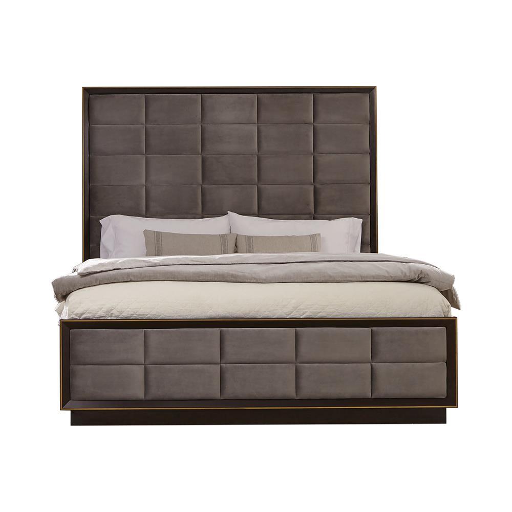 Durango Eastern King Upholstered Bed Smoked Peppercorn and Grey - Half Price Furniture