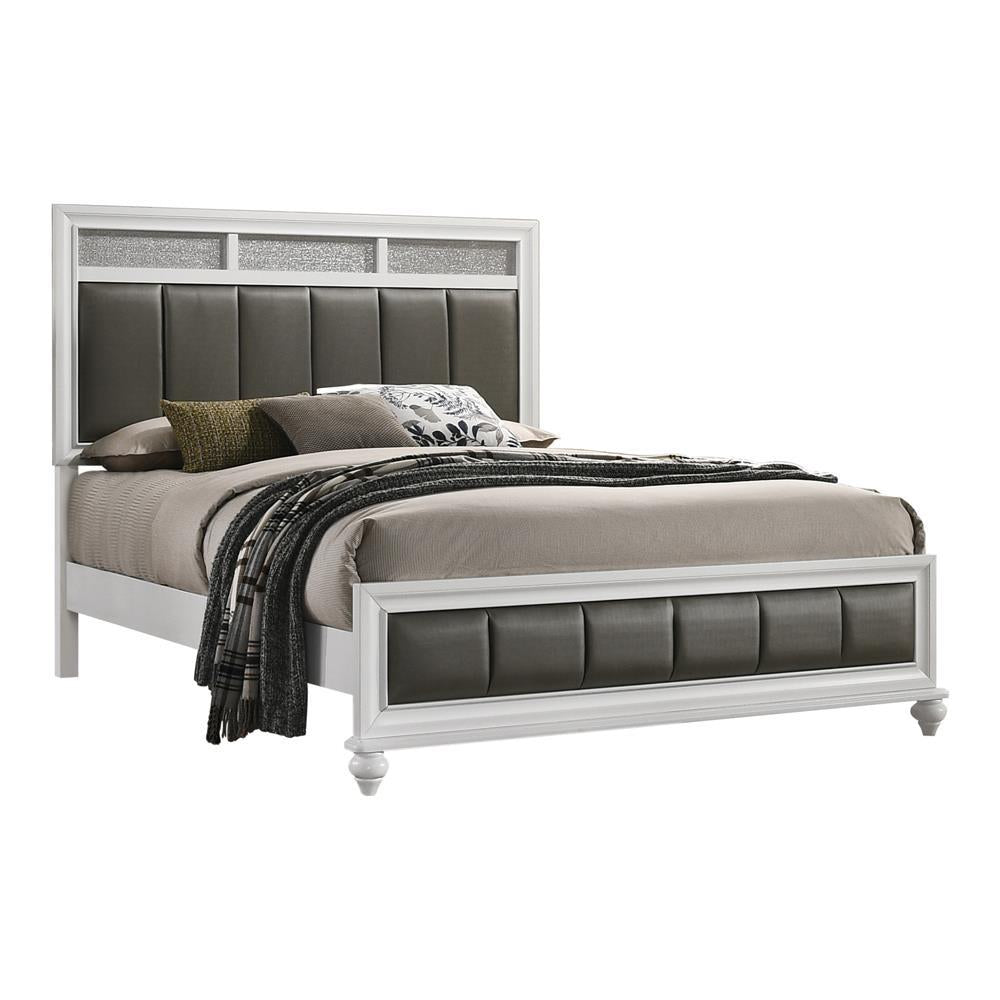 Barzini Queen Upholstered Panel Bed White - Bed - Half Price Furniture