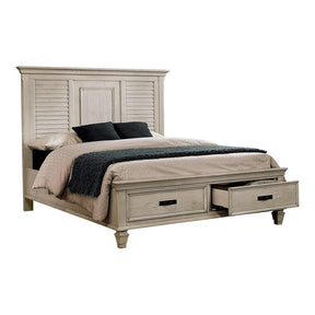 Franco Queen Storage Bed Antique White - Half Price Furniture