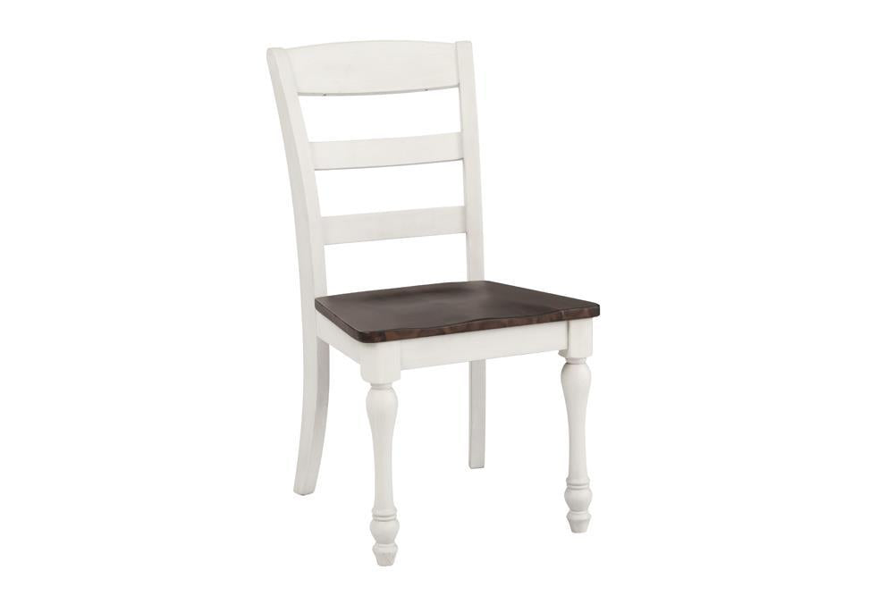 Madelyn Ladder Back Side Chairs Dark Cocoa and Coastal White (Set of 2) - Half Price Furniture