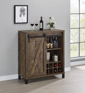 Arlington Bar Cabinet with Sliding Door Rustic Oak - Half Price Furniture