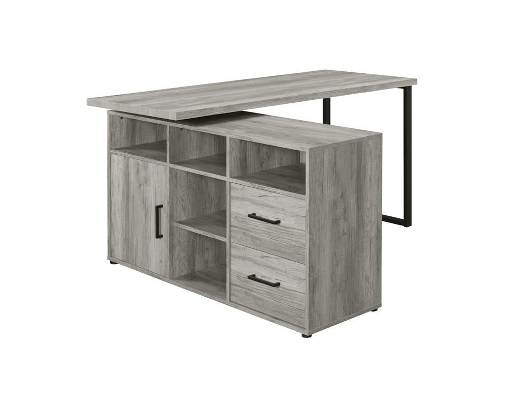 Hertford L-shape Office Desk with Storage Grey Driftwood  Half Price Furniture