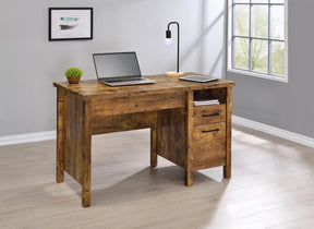 Delwin Lift Top Office Desk with File Cabinet Antique Nutmeg - Half Price Furniture