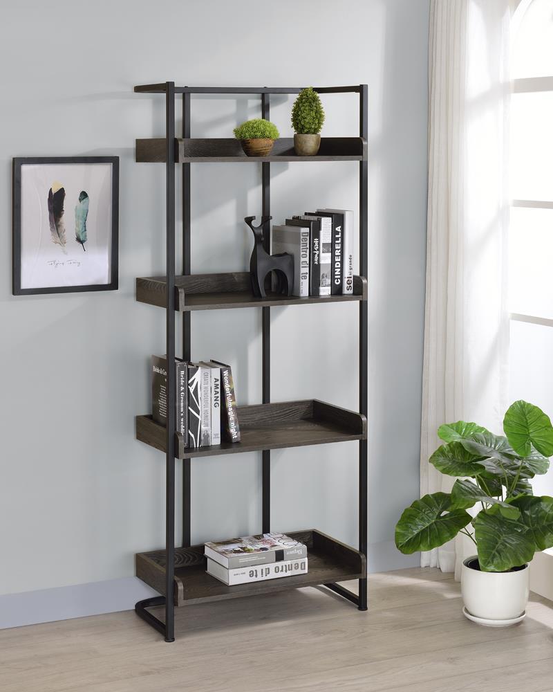Ember 4-shelf Bookcase Dark Oak and Sandy Black - Half Price Furniture