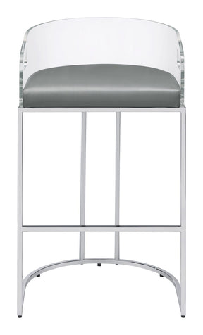 Thermosolis Acrylic Back Bar Stools Grey and Chrome (Set of 2) - Half Price Furniture