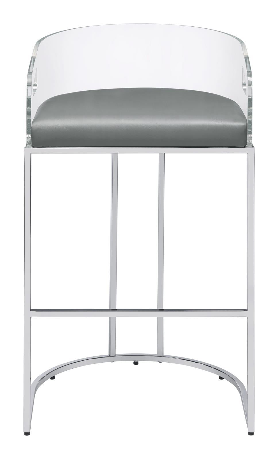 Thermosolis Acrylic Back Bar Stools Grey and Chrome (Set of 2) - Half Price Furniture