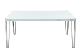 Pauline Rectangular Dining Table with Metal Leg White and Chrome - Half Price Furniture