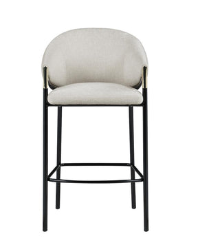 Chadwick Sloped Arm Bar Stools Beige and Glossy Black (Set of 2) - Half Price Furniture