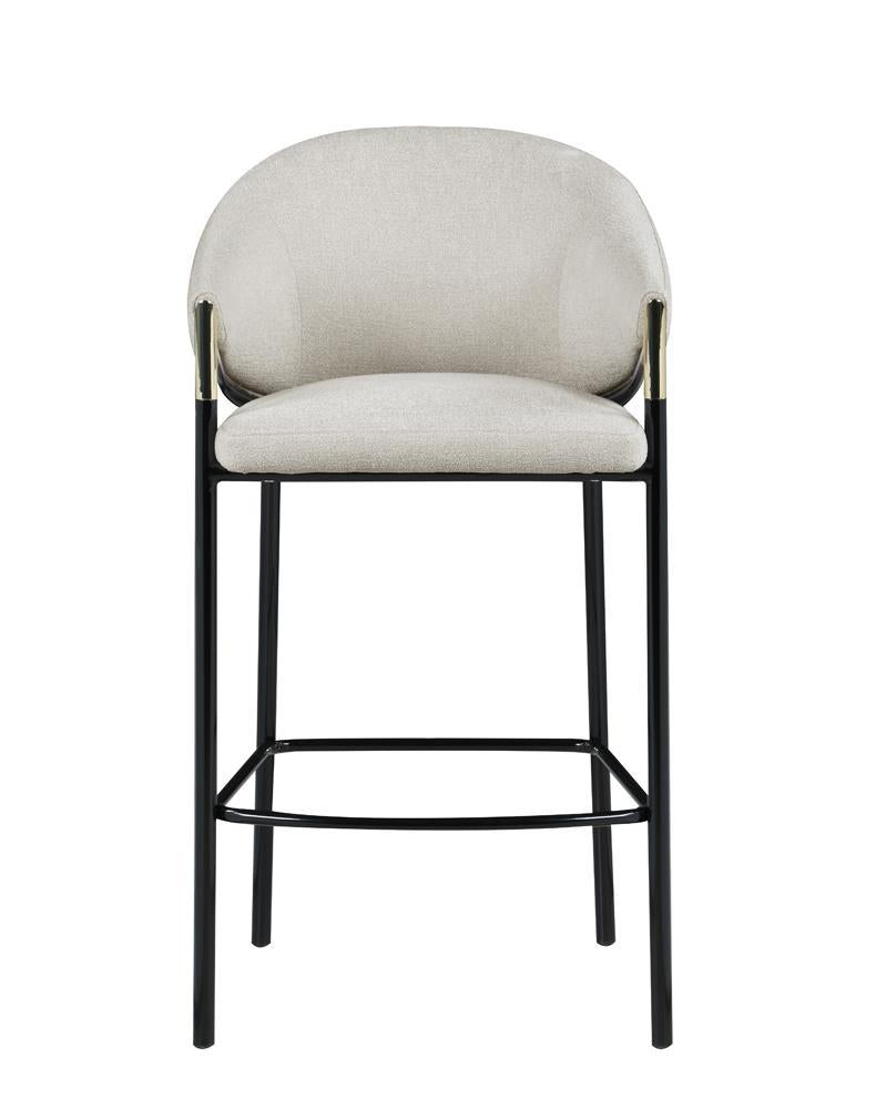 Chadwick Sloped Arm Bar Stools Beige and Glossy Black (Set of 2) - Half Price Furniture