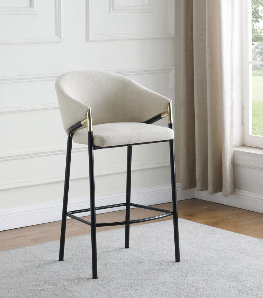 Chadwick Sloped Arm Bar Stools Beige and Glossy Black (Set of 2) - Half Price Furniture