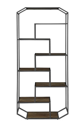 Leland 6-shelf Bookcase Rustic Brown and Dark Grey - Half Price Furniture