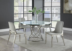 Irene Upholstered Side Chairs Light Grey and Chrome (Set of 4) - Half Price Furniture