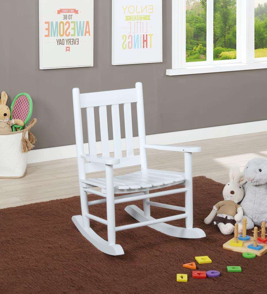 Annie Slat Back Youth Rocking Chair White - Half Price Furniture