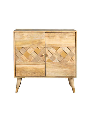 Alyssum Checkered Pattern 2-door Accent Cabinet Natural - Half Price Furniture