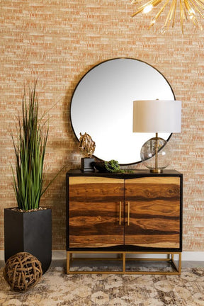 Zara 2-door Accent Cabinet Black Walnut and Gold - Half Price Furniture