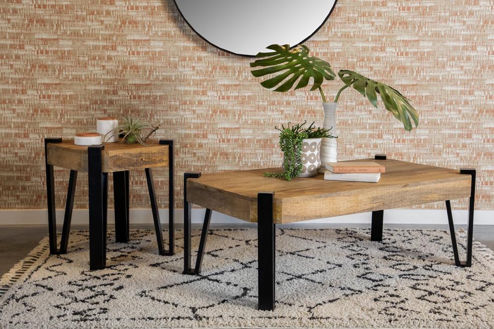 Winston Wooden Square Top End Table Natural and Matte Black - Half Price Furniture